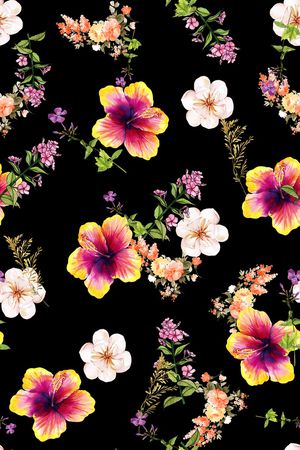 手绘花卉印花华亿平台图片