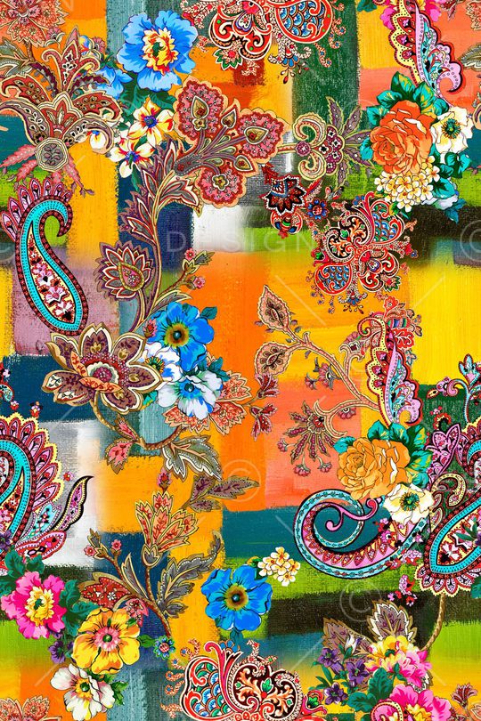 民族花卉印花华亿平台图片