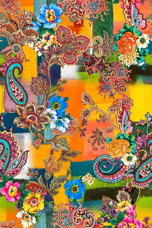 民族花卉印花华亿平台图片