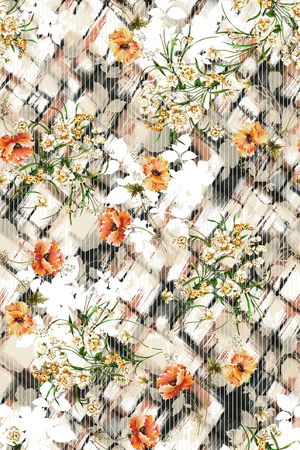 橘色花卉印花华亿平台图片