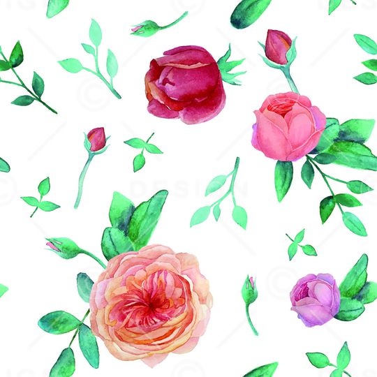 水彩花卉印花华亿平台图片