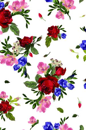 水彩花卉印花华亿平台图片