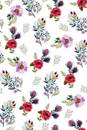 水彩花卉印花华亿平台图片