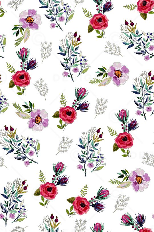 水彩花卉印花华亿平台图片