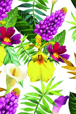 水彩花卉印花华亿平台图片