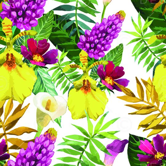 水彩花卉印花华亿平台图片