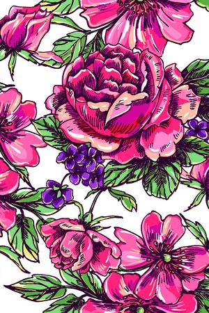 水彩花卉印花华亿平台图片