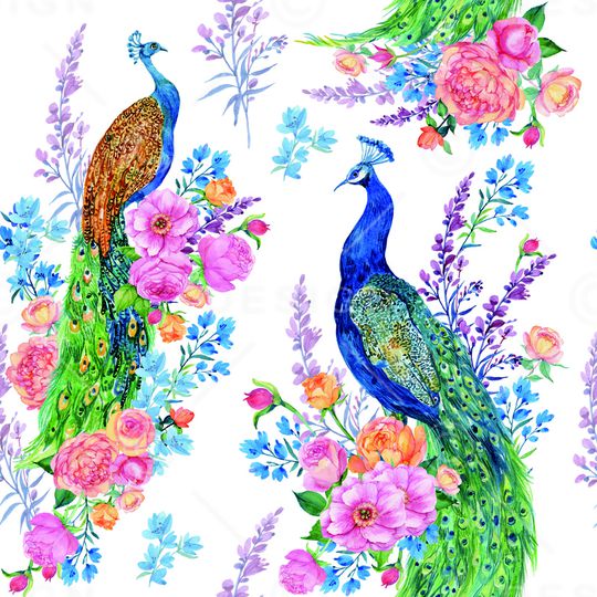 水彩花卉印花华亿平台图片