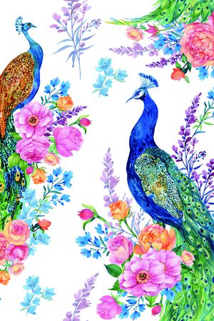 水彩花卉印花华亿平台图片