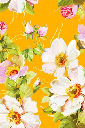 水彩花卉印花华亿平台图片