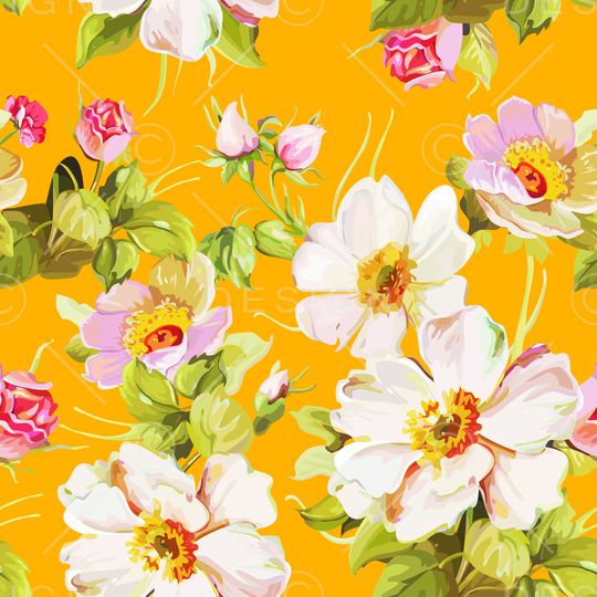 水彩花卉印花华亿平台图片