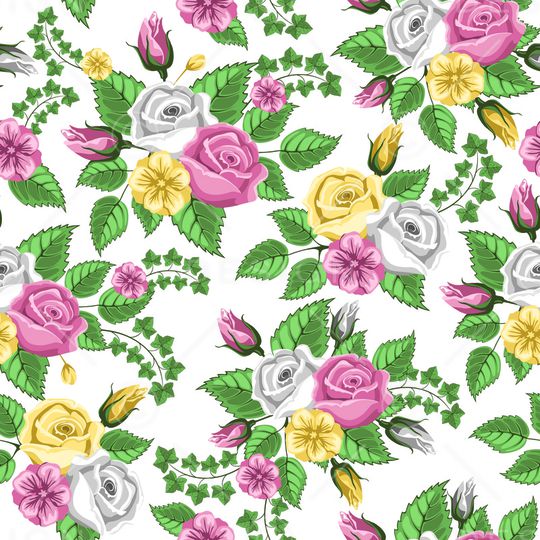 水彩花卉印花华亿平台图片