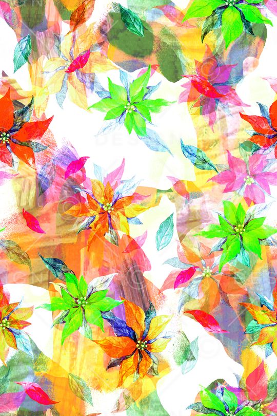 水彩花卉印花华亿平台图片