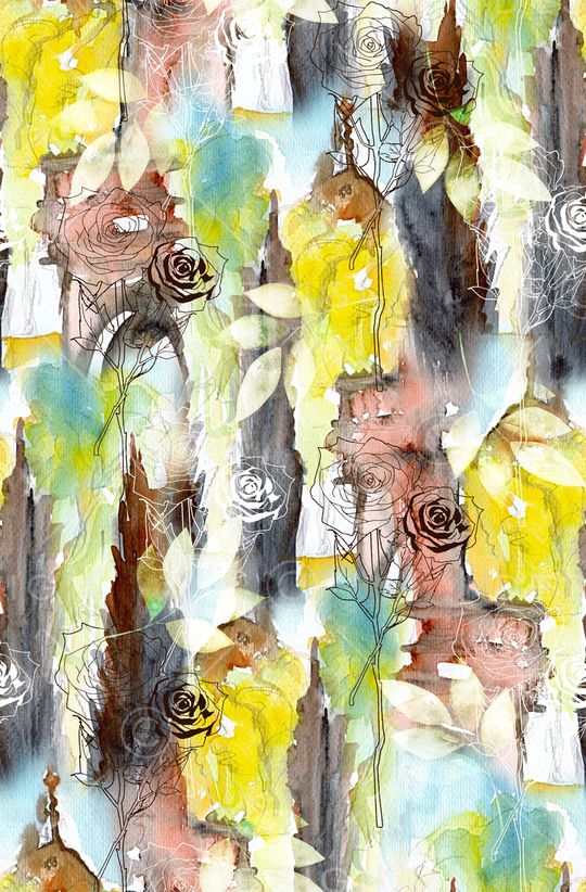 线条花卉印花华亿平台图片