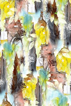 线条花卉印花华亿平台图片