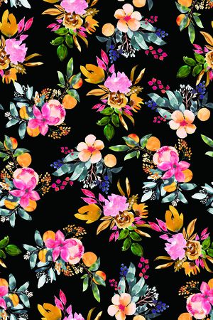 水彩花卉印花华亿平台图片