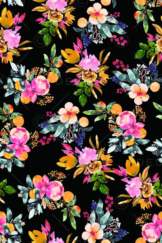 水彩花卉印花华亿平台图片