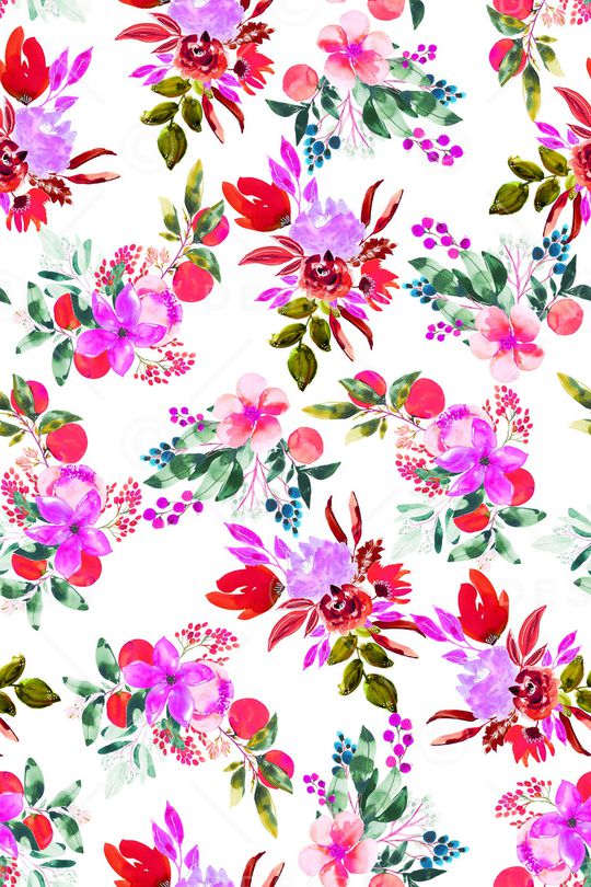 水彩花卉印花华亿平台图片