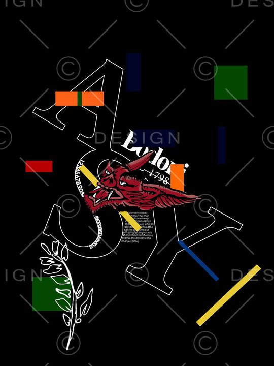 英文几何印花华亿平台图片