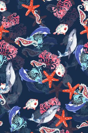 热带鱼印花华亿平台图片