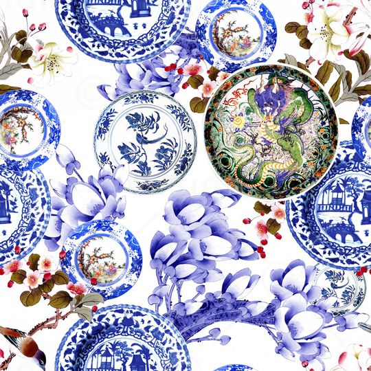 民族花卉印花华亿平台图片