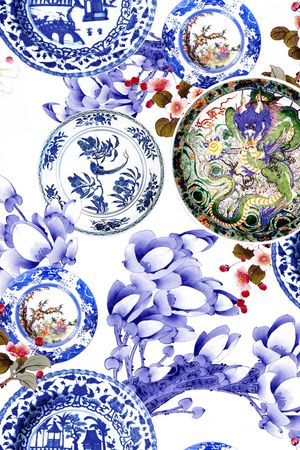 民族花卉印花华亿平台图片