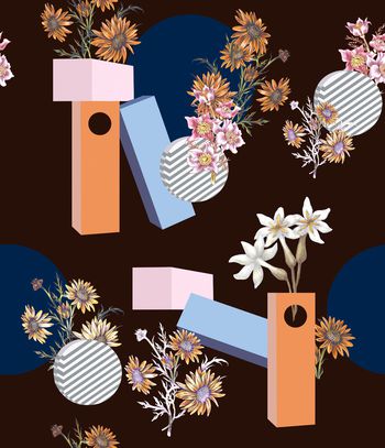 几何花卉印花华亿平台图片