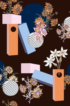 几何花卉印花华亿平台图片