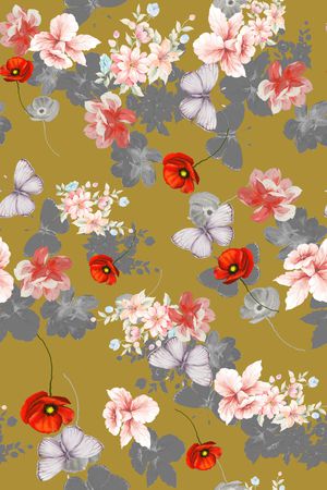 水彩花卉印花华亿平台图片