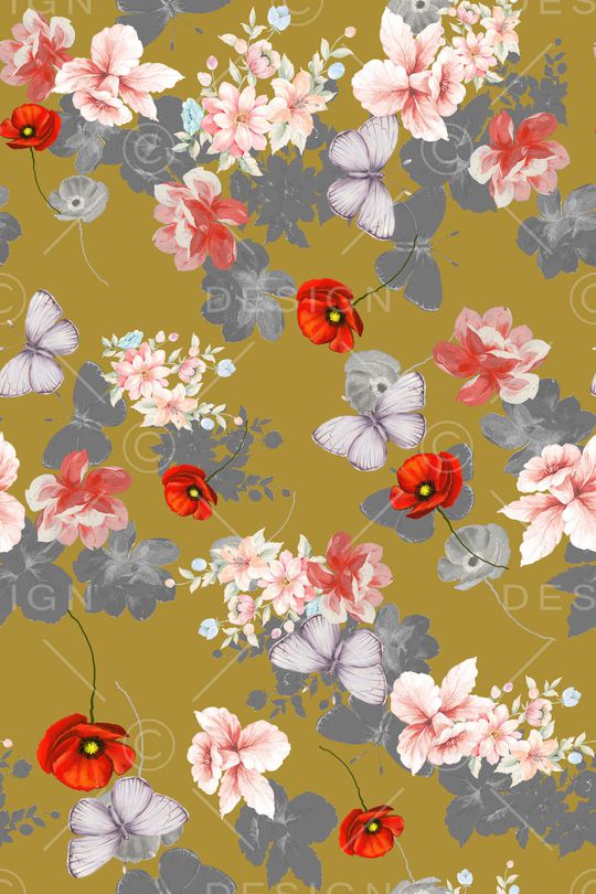 水彩花卉印花华亿平台图片