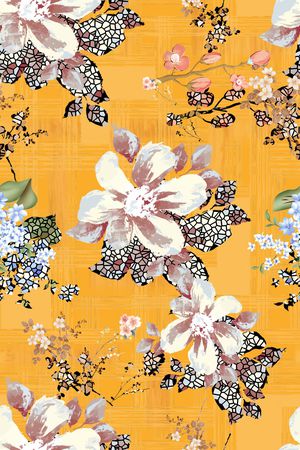 水彩花卉印花华亿平台图片