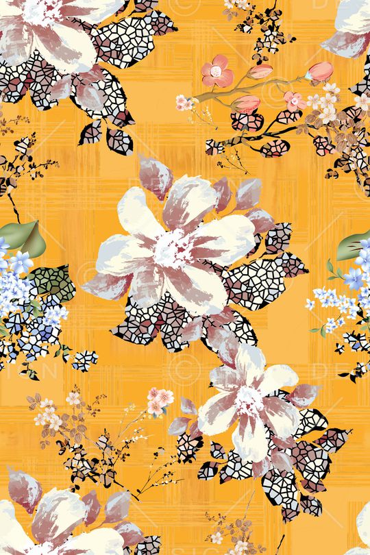 水彩花卉印花华亿平台图片