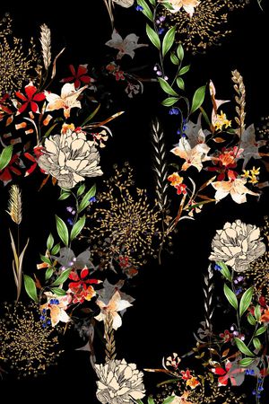 水彩花卉印花华亿平台图片