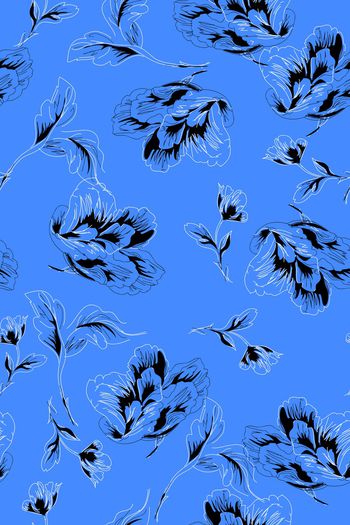 线条花卉印花华亿平台图片