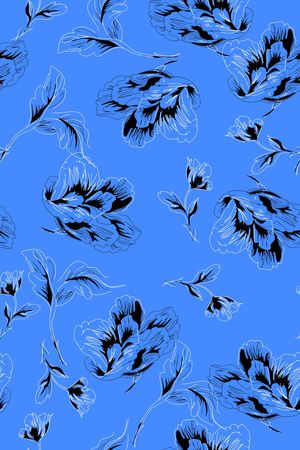 线条花卉印花华亿平台图片