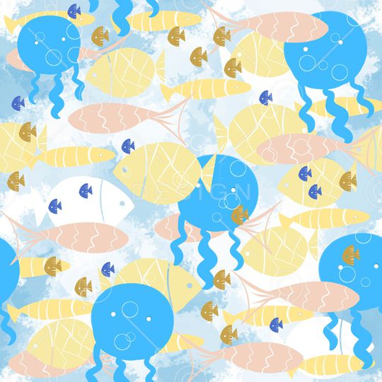 热带鱼印花华亿平台图片