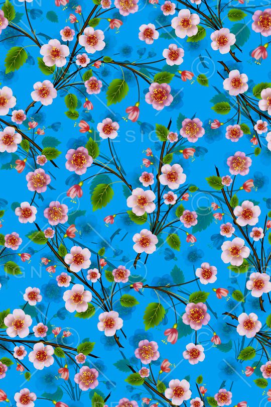 手绘花卉印花华亿平台图片