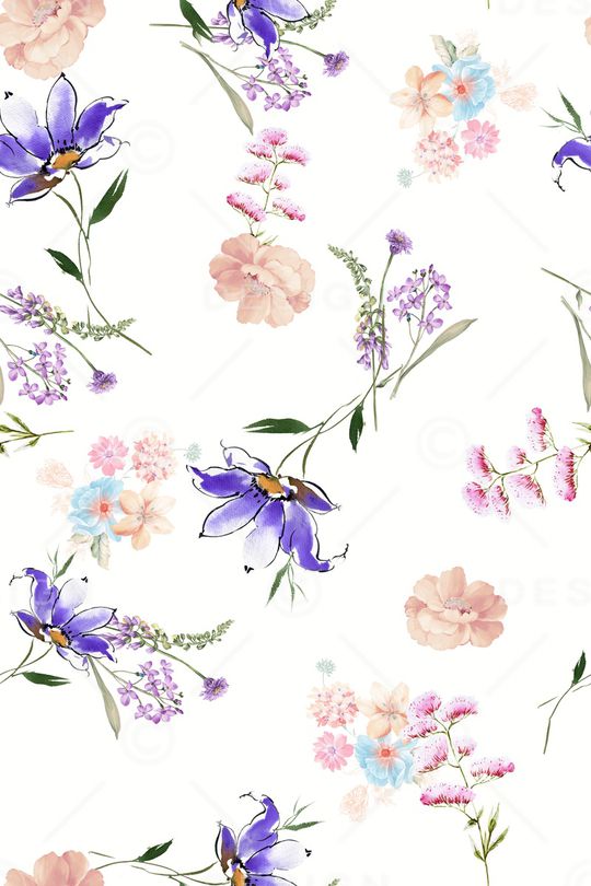 手绘花卉印花华亿平台图片