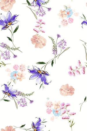 手绘花卉印花华亿平台图片