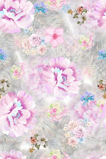 手绘花卉印花华亿平台图片