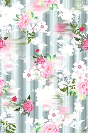 手绘花卉印花华亿平台图片