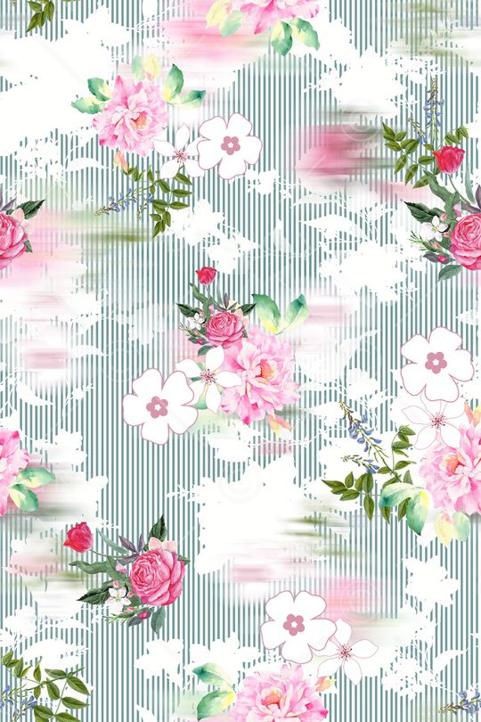 手绘花卉印花华亿平台图片