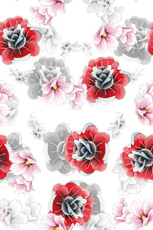 手绘花卉印花华亿平台图片