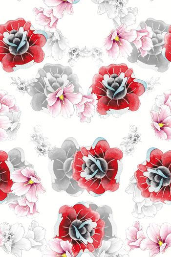 手绘花卉印花华亿平台图片