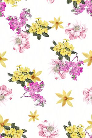 手绘花卉印花华亿平台图片