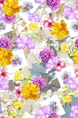 手绘花卉印花华亿平台图片