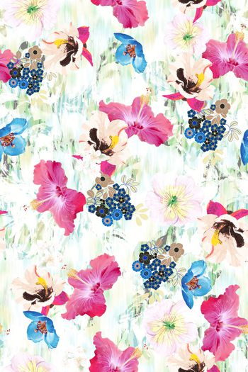 手绘花卉印花华亿平台图片