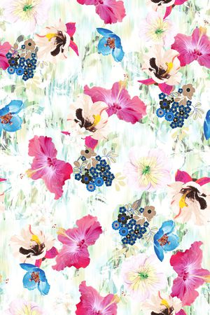 手绘花卉印花华亿平台图片