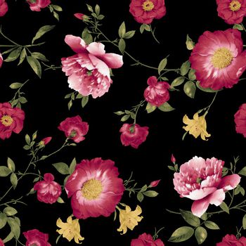 水彩花卉印花华亿平台图片