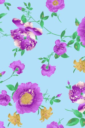 水彩花卉印花华亿平台图片